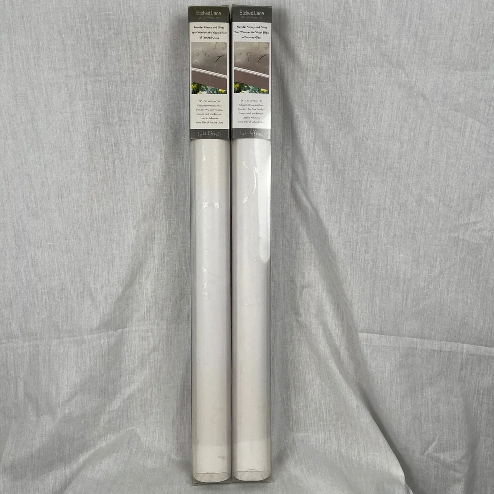 2-Etched Lace Window Film 24 x 36‎ Privacy Textured Glass Effect Light Effects